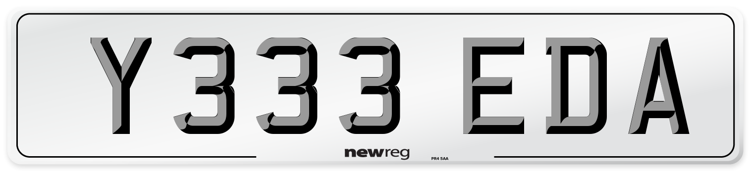 Y333 EDA Number Plate from New Reg